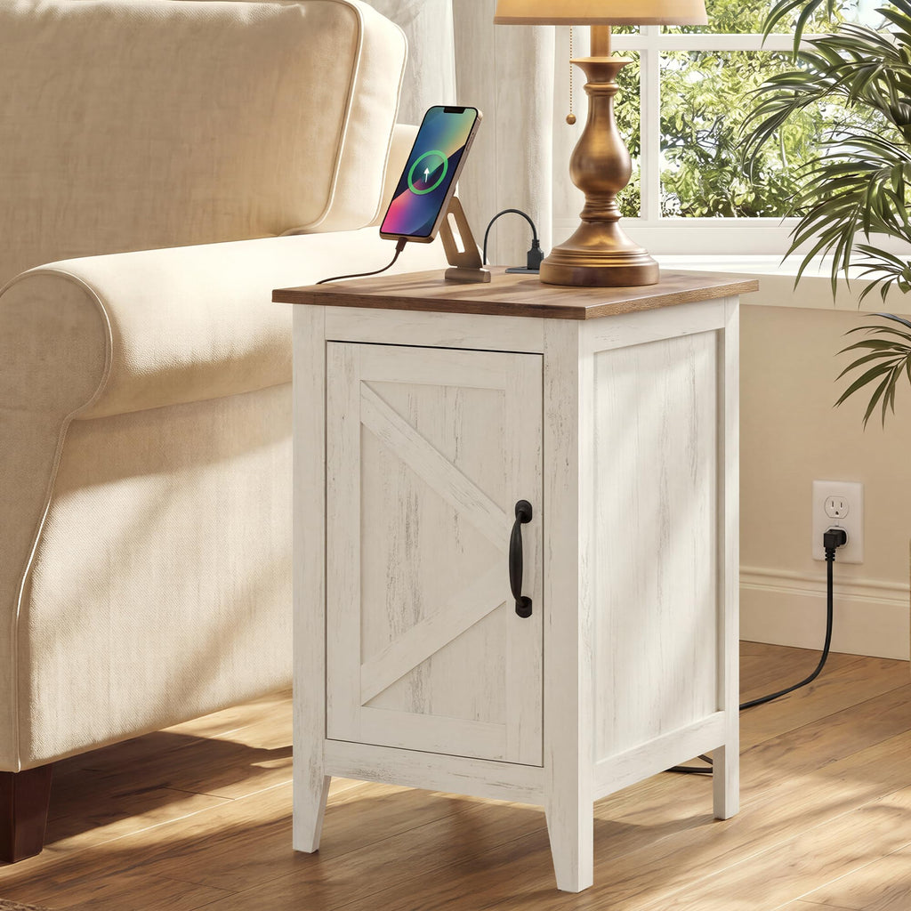 Side Table with Charging Station and Storage Cabinet K38043
