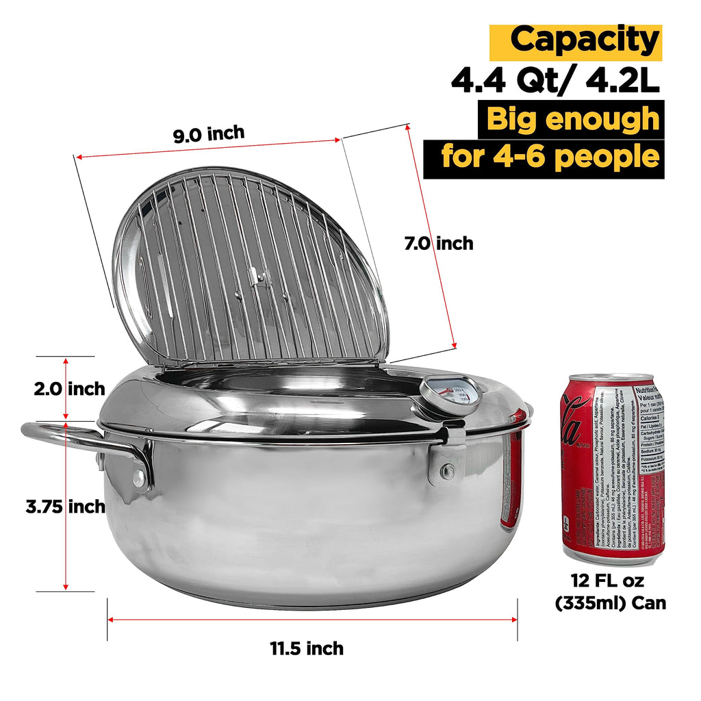 Deep Fryer Pot with Lid, 304 Stainless Steel C574992