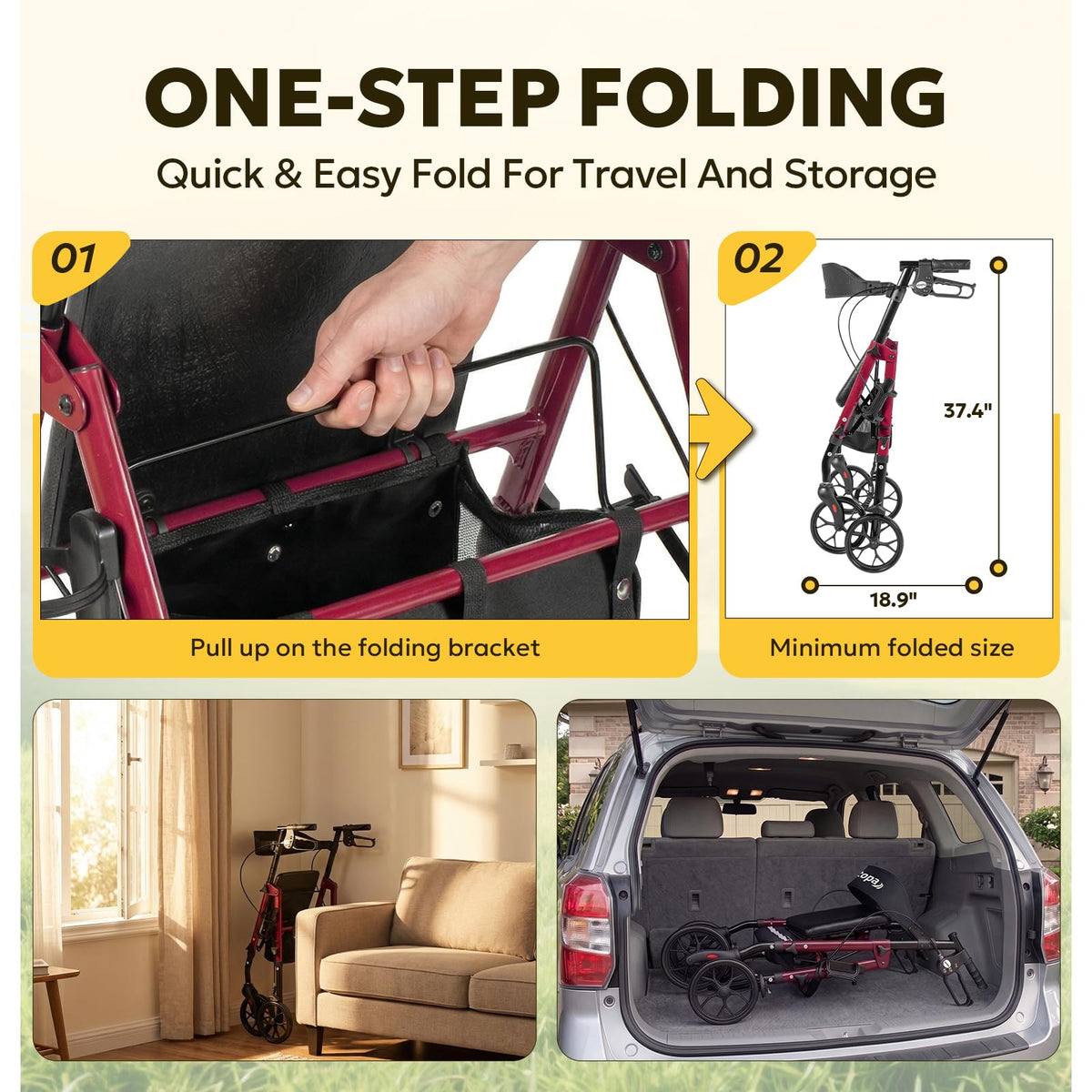 Foldable Rollator with Seat S613