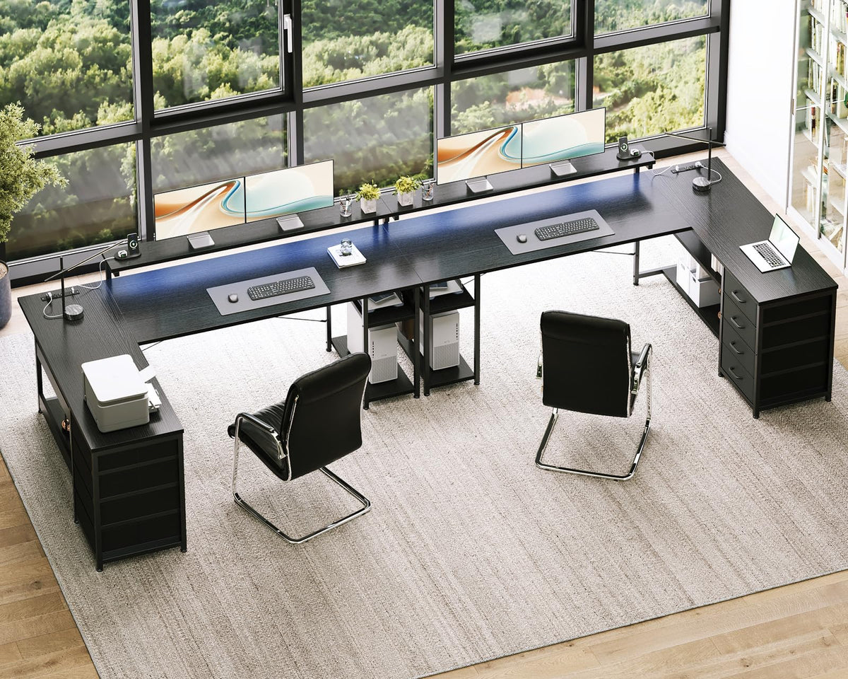 61 Inch L Shaped Computer Desk with 4 Drawers X73599