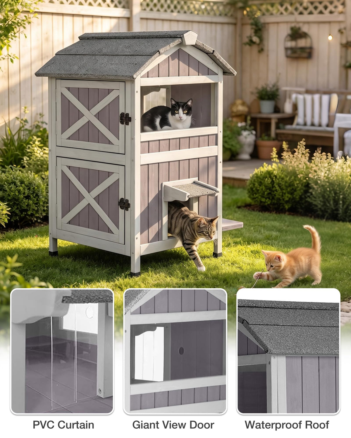 Weatherproof 2-Story Outdoor Cat House S772