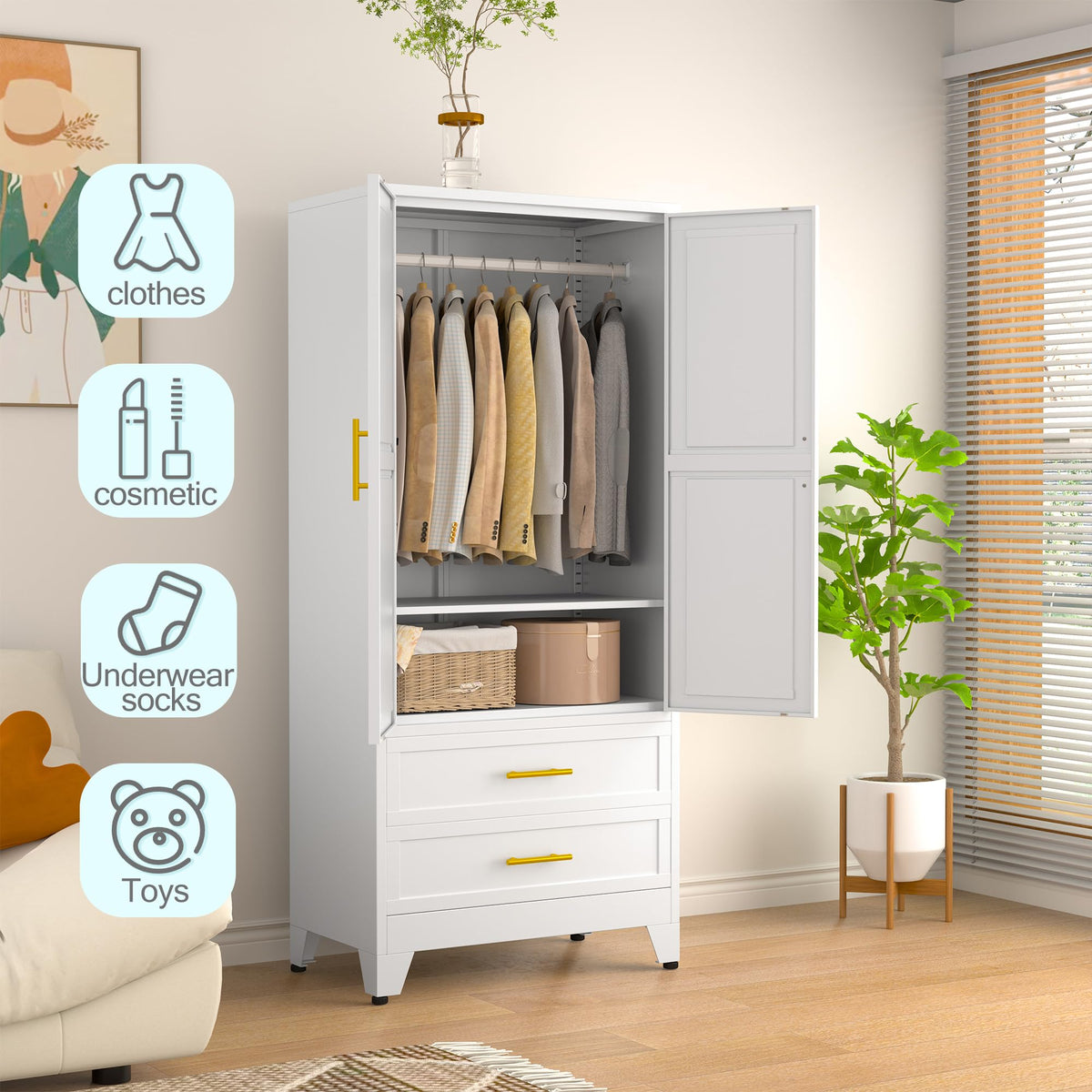 Metal Armoire Wardrobe Closet Q457