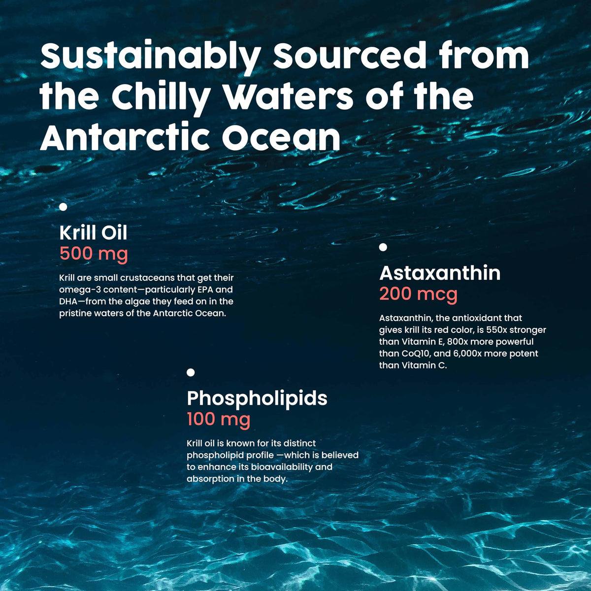 Antarctic Krill Oil 500mg Omega-3 60 Softgels I778565