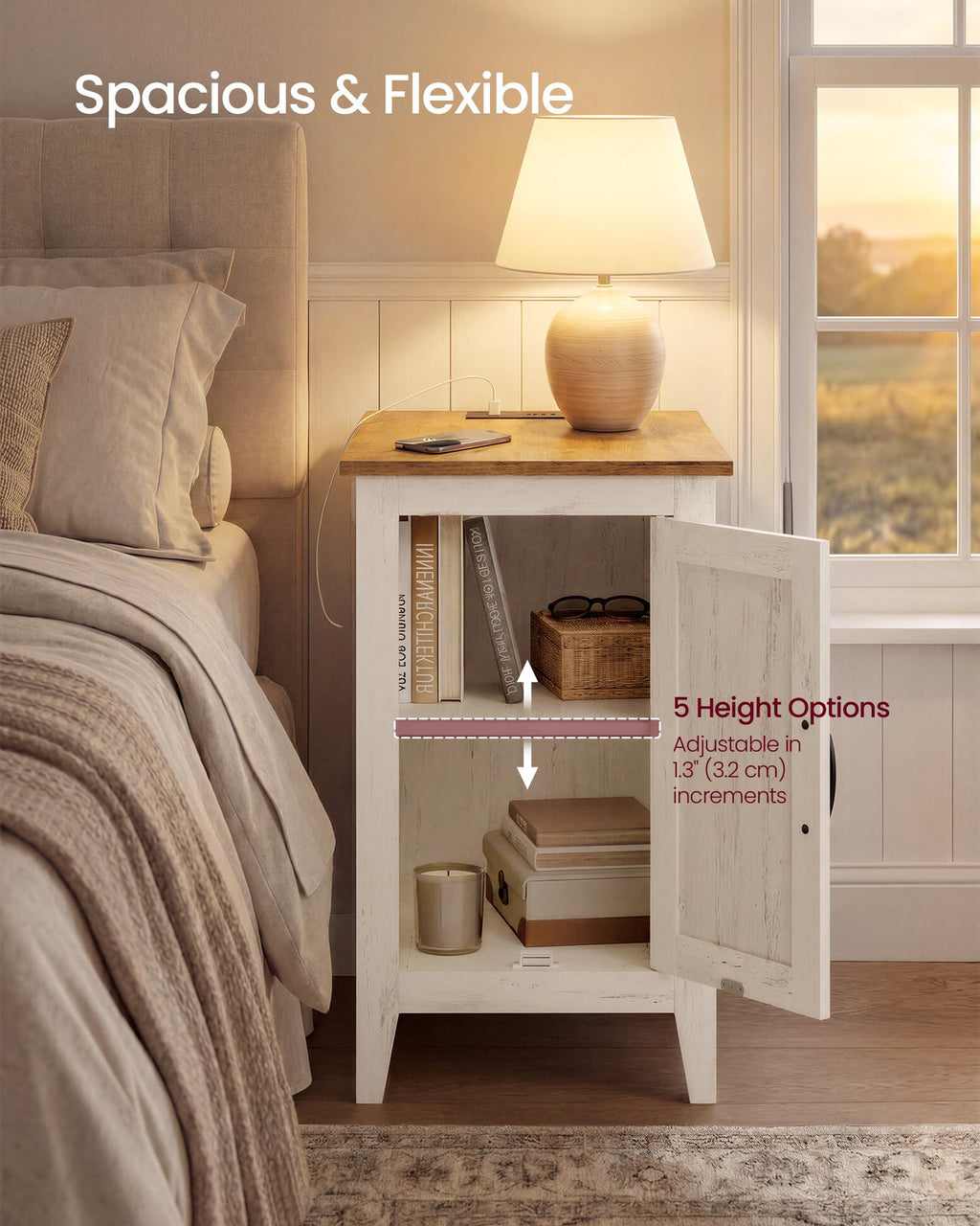Side Table with Charging Station and Storage Cabinet K38043