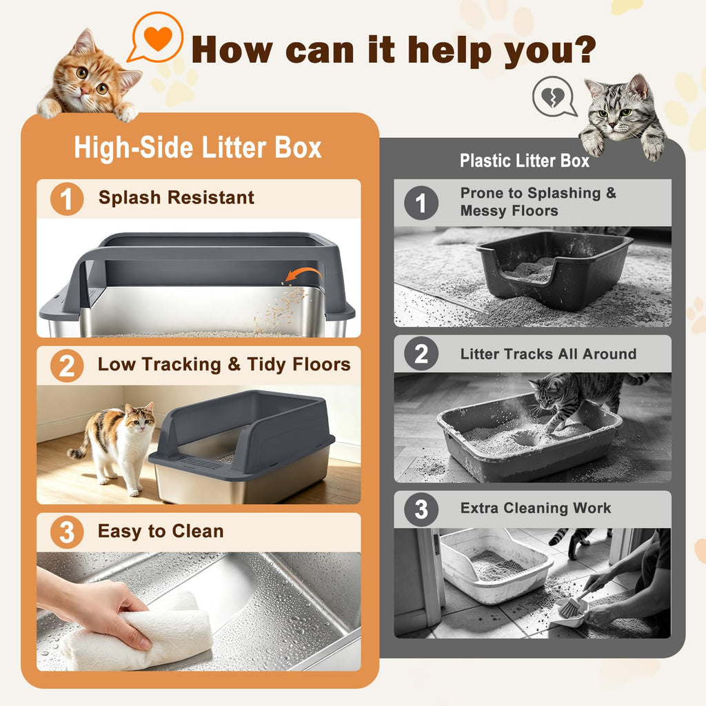 XL Stainless Steel Litter Box with Lid G297932