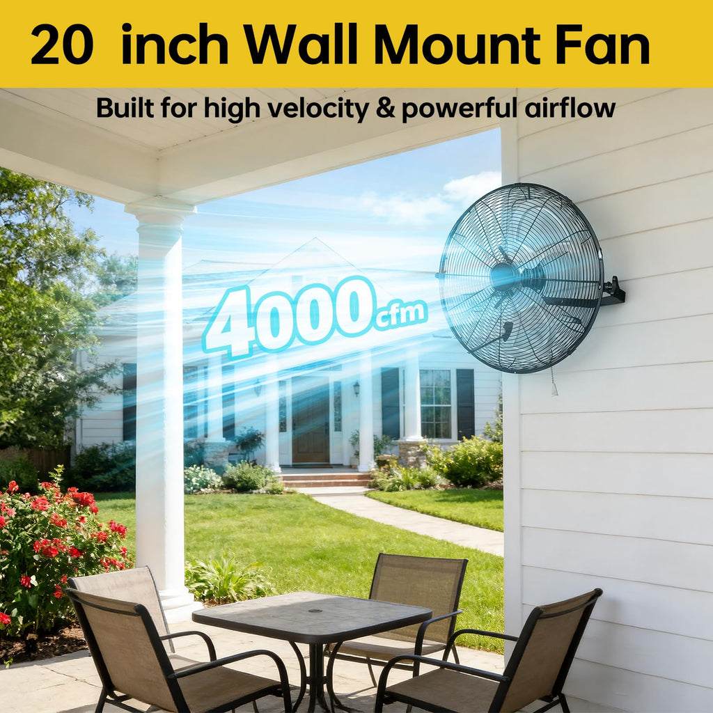 20 Inch High Velocity Metal Wall Mount Fan Y652