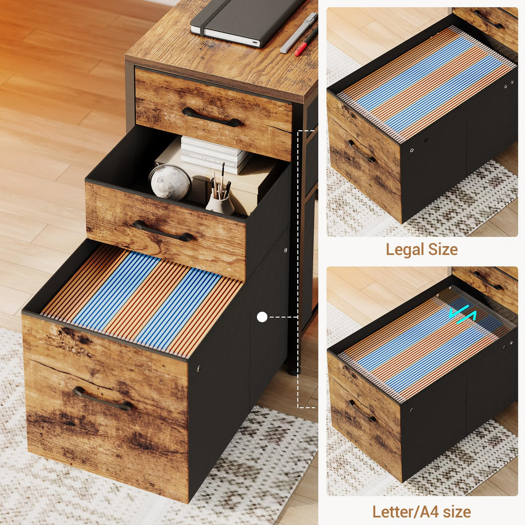 64.5" Reversible L Shaped Office Desk with Storage Drawers F619270