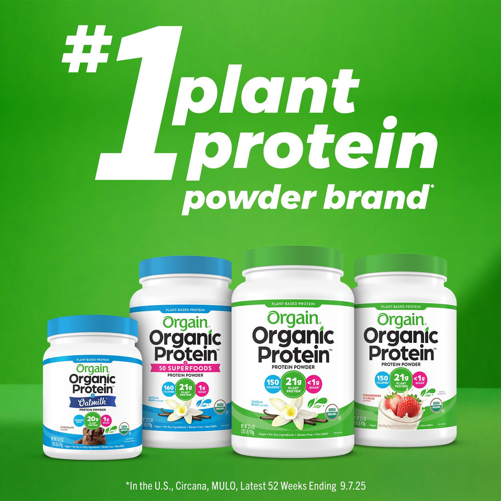 Organic Vegan Protein Powder + Oat Milk, Vanilla Bean, 20g Plant Based Protein, 1.05lb J6826
