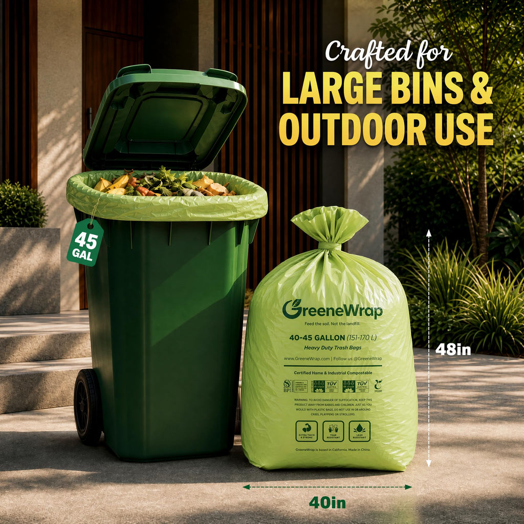 45 Gallon Compostable Trash Bags 20 Count 1.6 Mil D7531