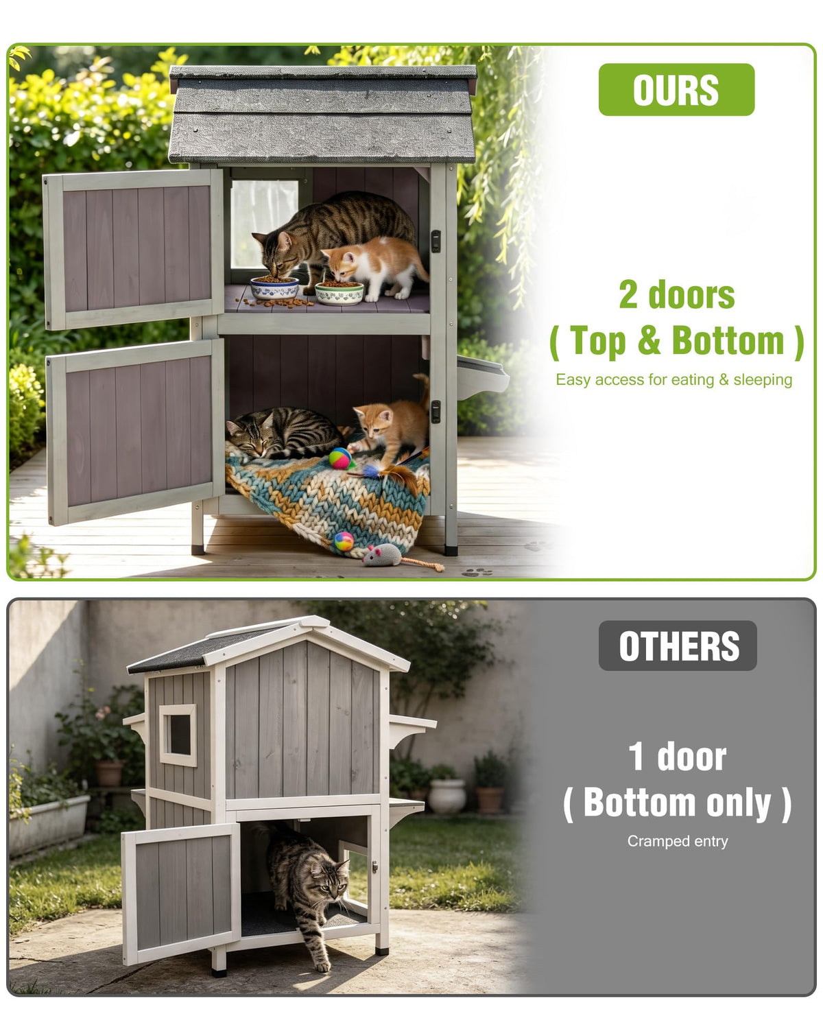 Weatherproof 2-Story Outdoor Cat House S772