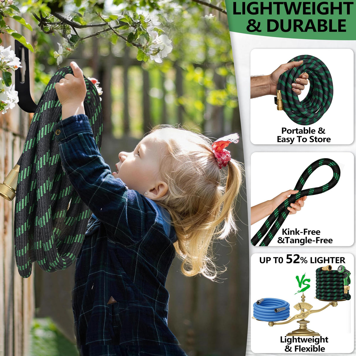 100 ft Lightweight Flexible Garden Hose with 10-Function Nozzle G39653