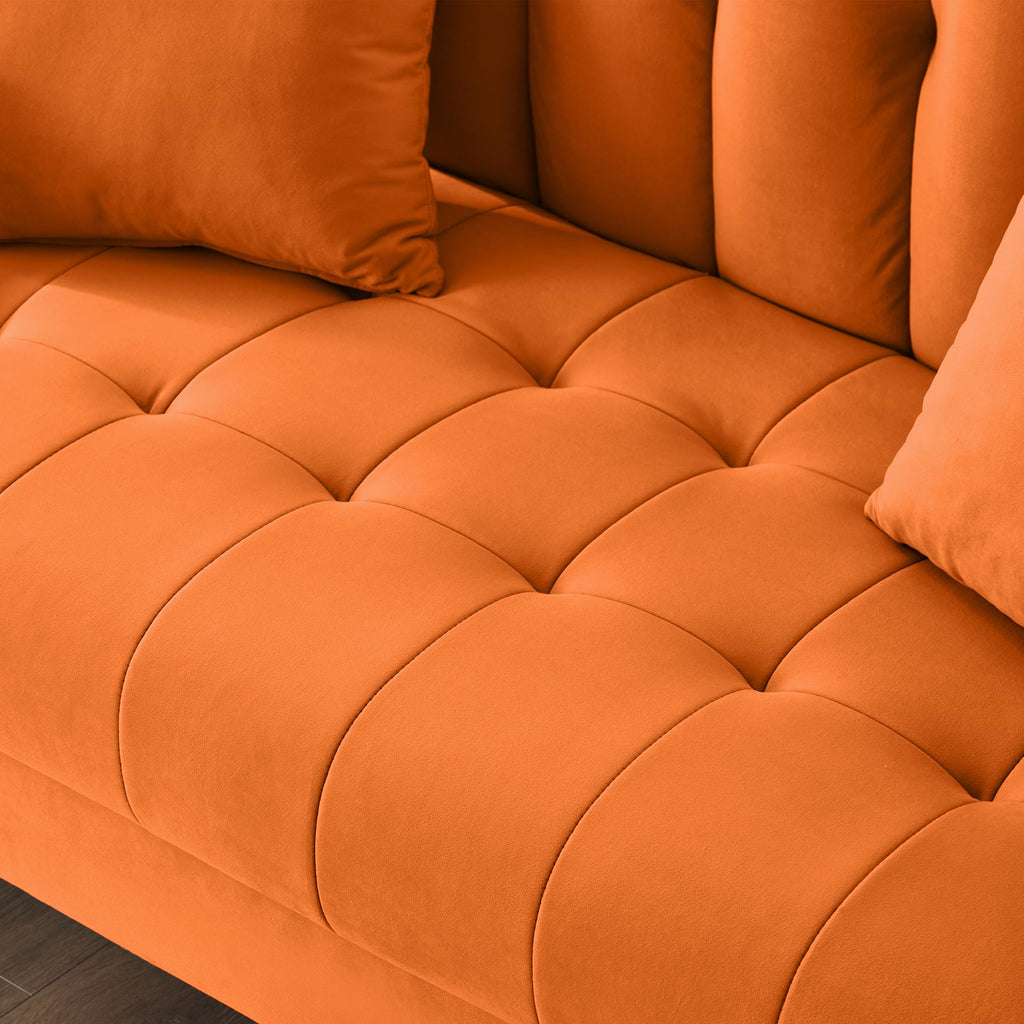 Orange Velvet Tufted Loveseat Sofa S587