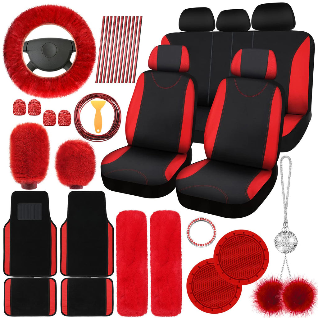 Red Black Car Seat Cover Full Set B9449
