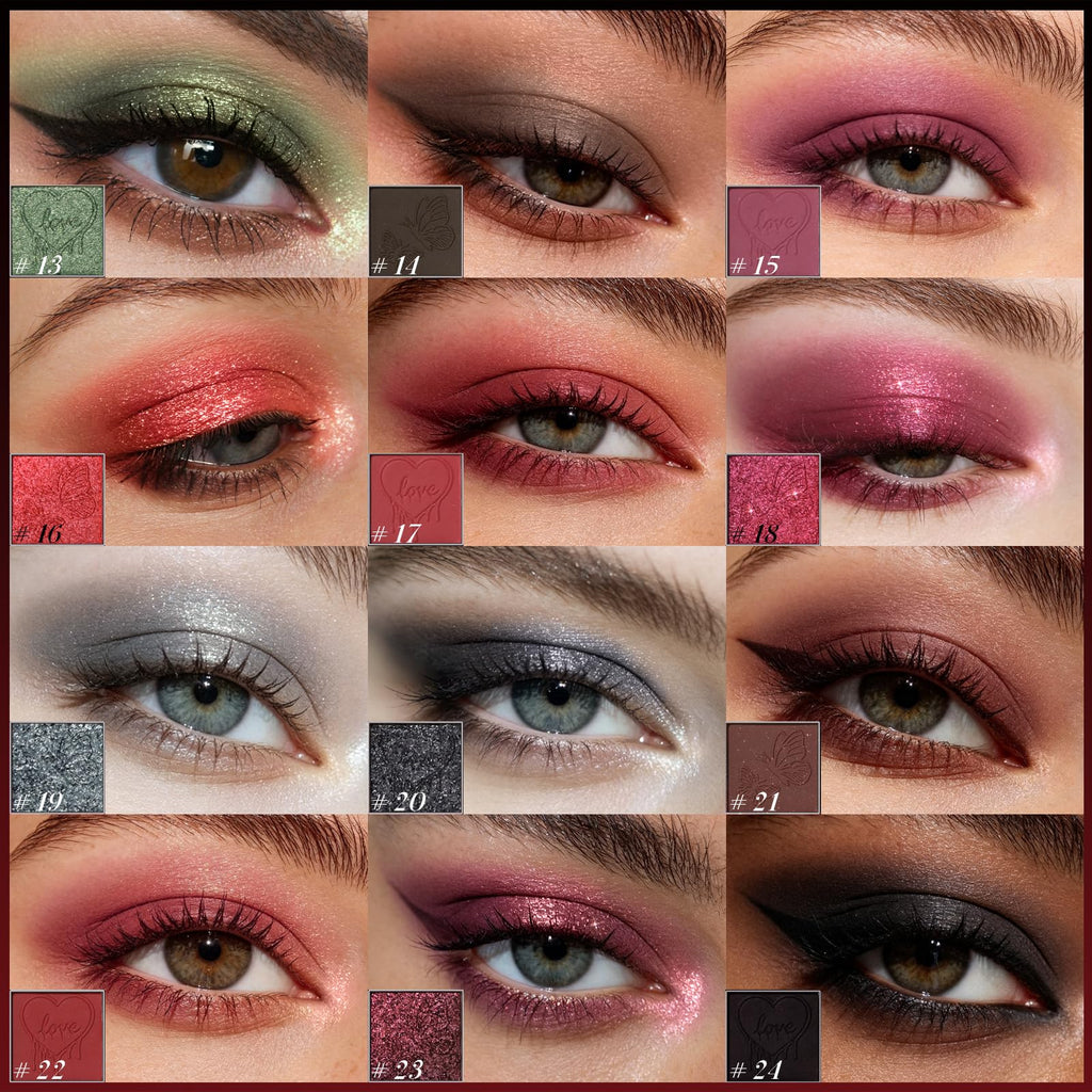 Dark Red Black Burgundy Gray Eyeshadow Palette U924081