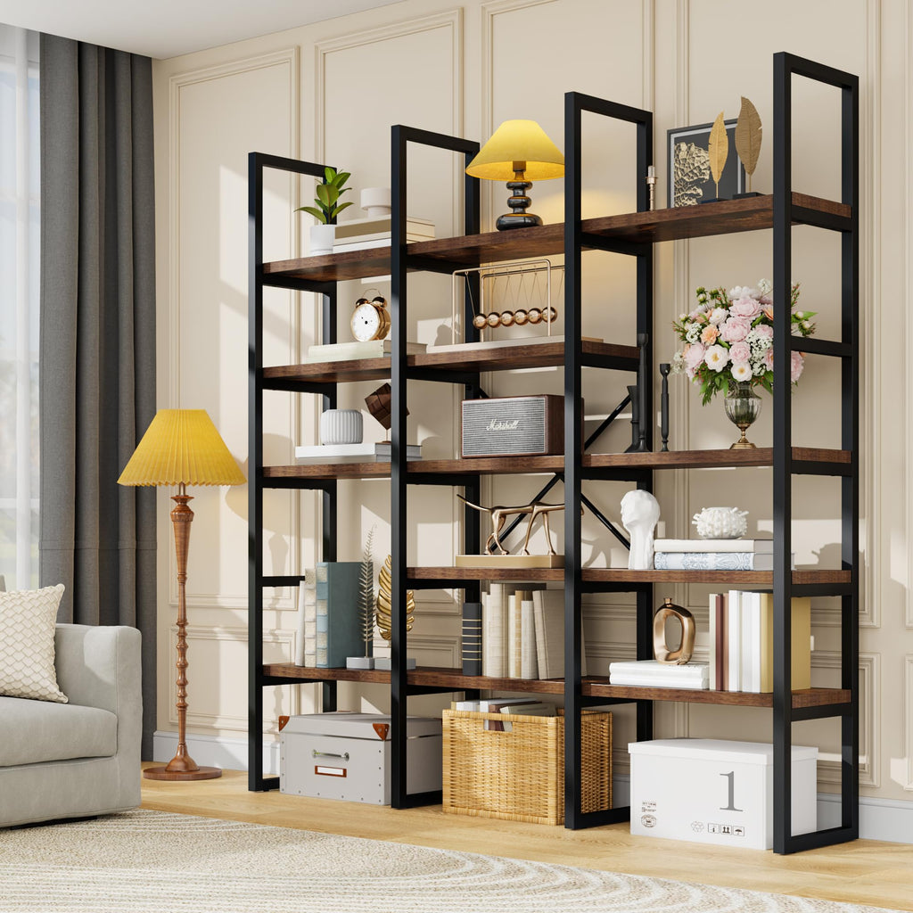 71 Inches Tall 5 Tiers Brown Bookshelf P65772