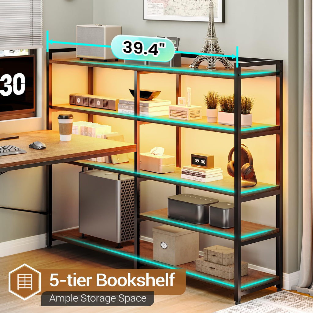 64.5" Reversible L Shaped Office Desk with Storage Drawers F619270