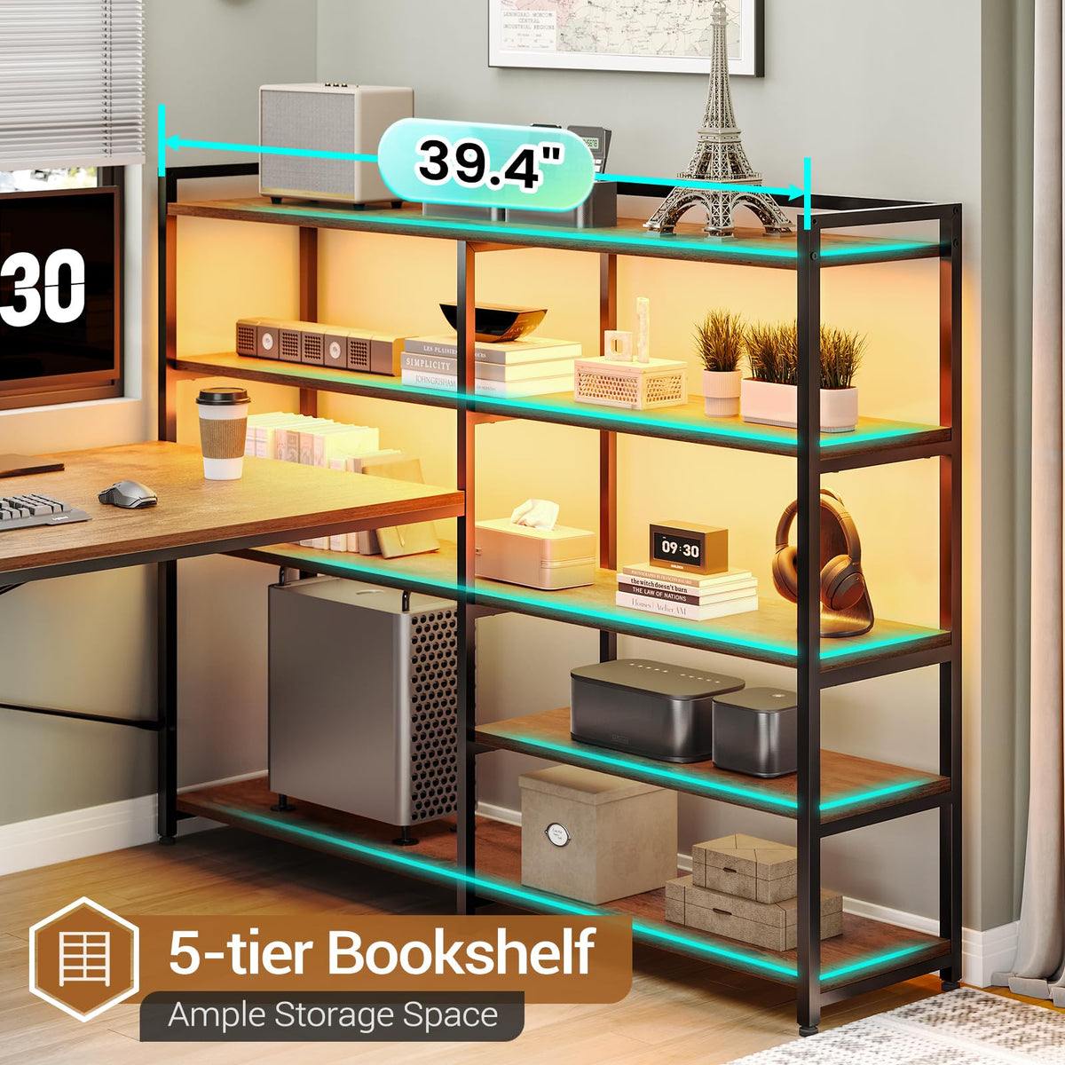 64.5" Reversible L Shaped Office Desk with Storage Drawers F619270