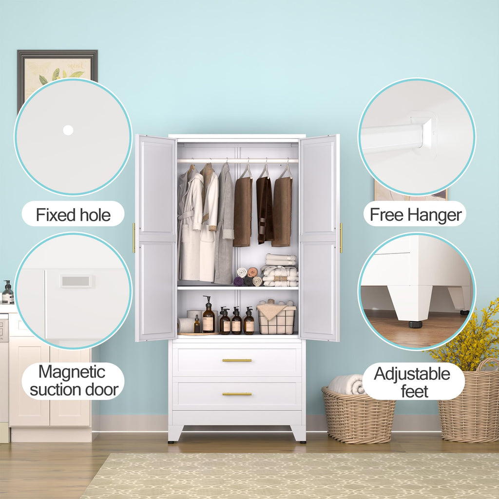Metal Armoire Wardrobe Closet Q457