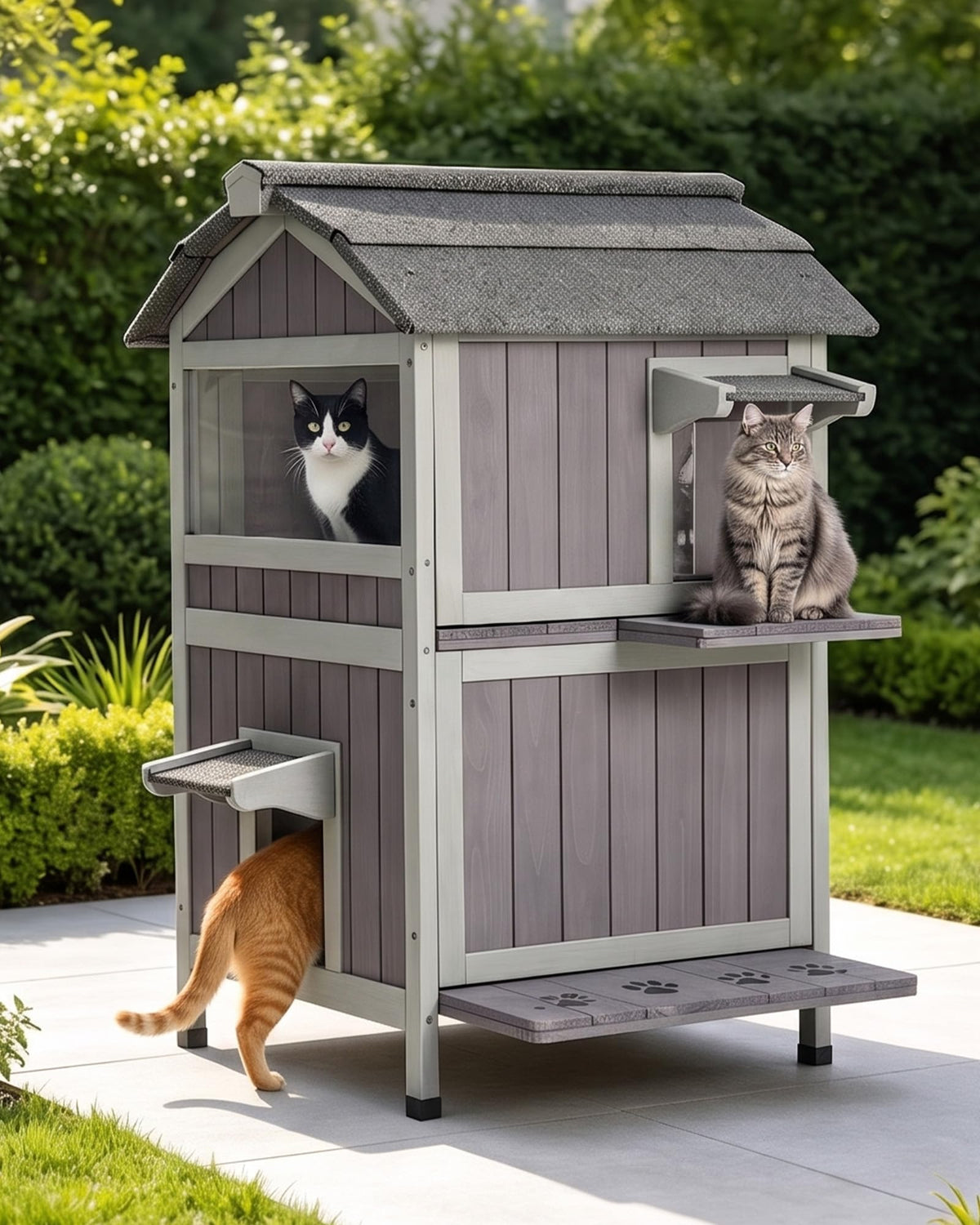 Weatherproof 2-Story Outdoor Cat House S772