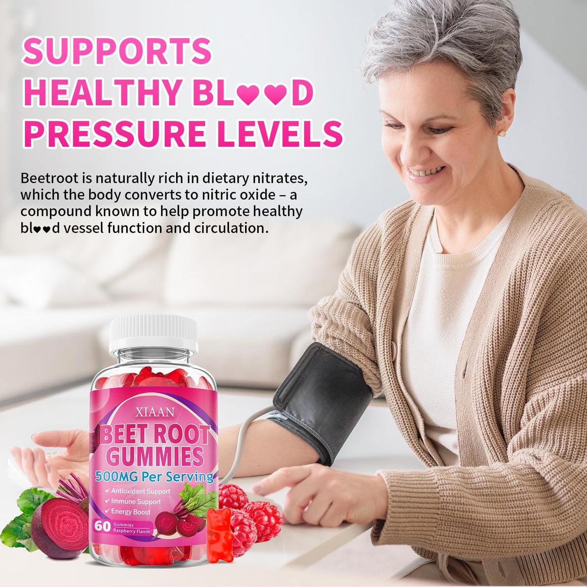 Sugar-Free Vegan Beet Root Gummies 60 Count P19173