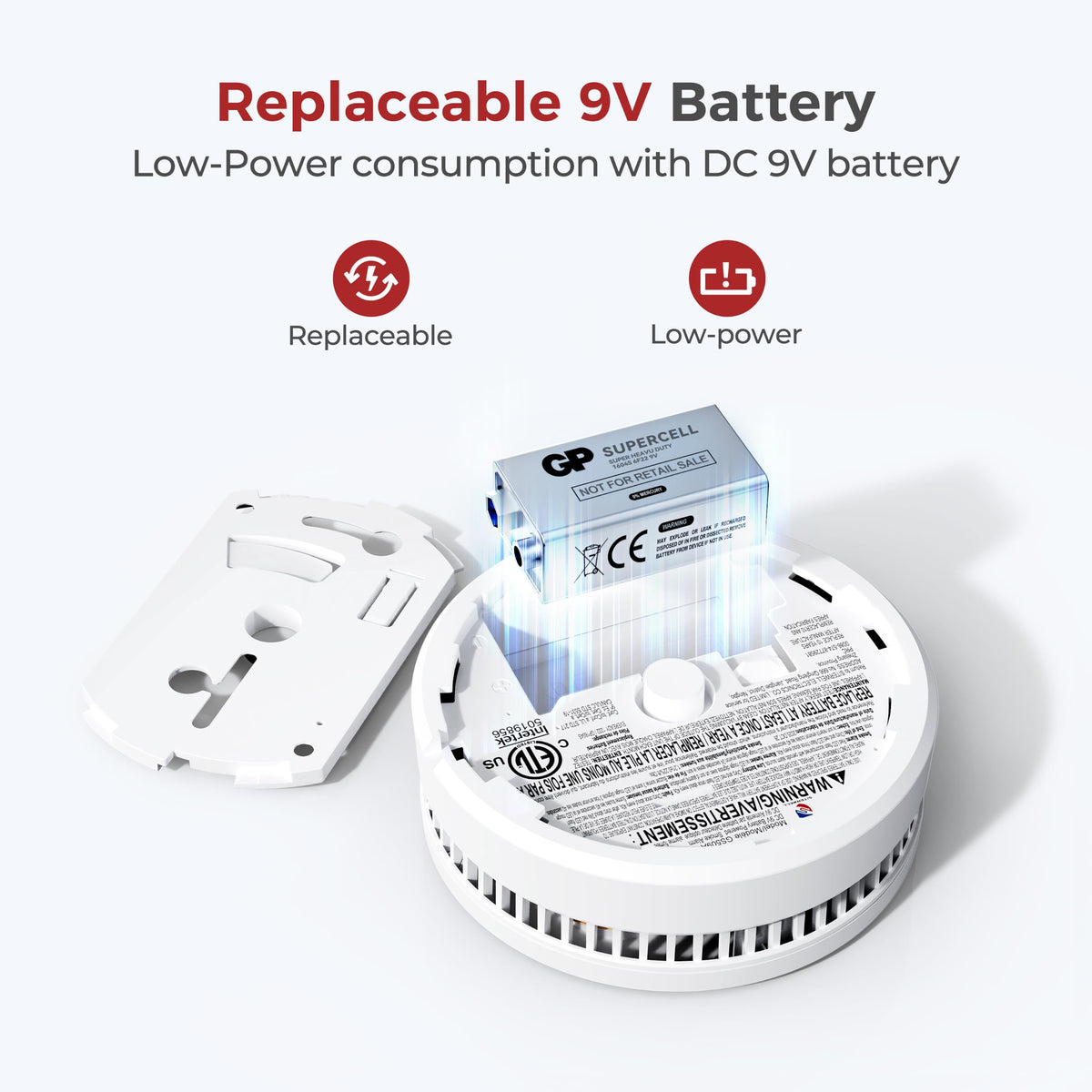 Smoke Detectors Replaceable Battery 1pack T7947