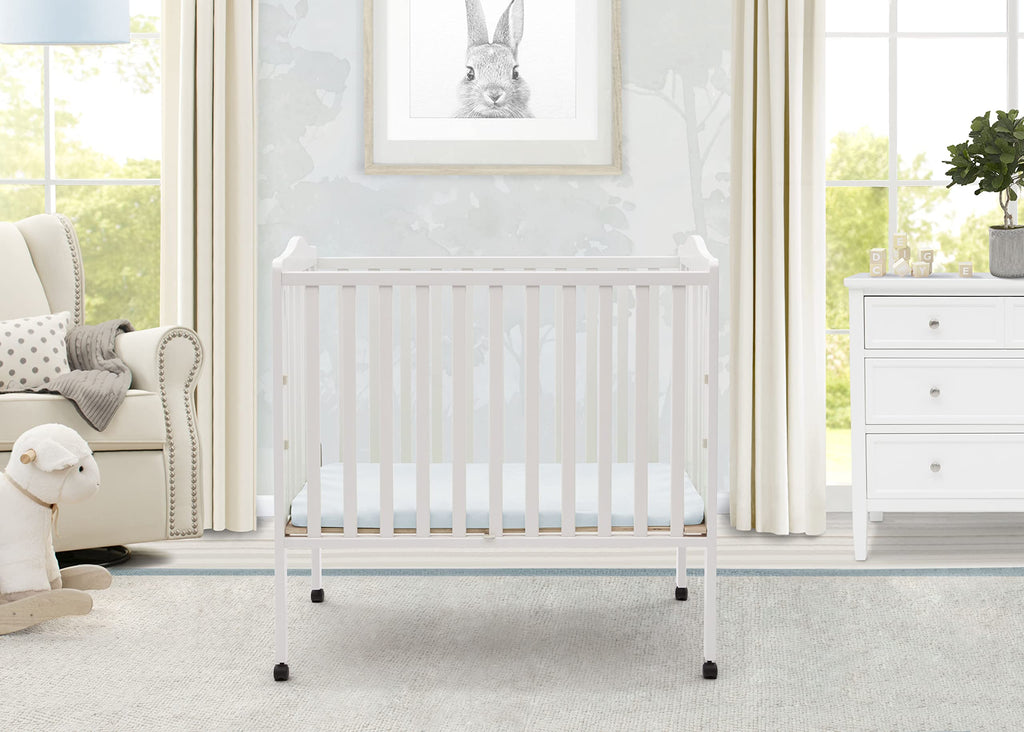 Folding Portable Mini Baby Crib with Mattress, White W67324
