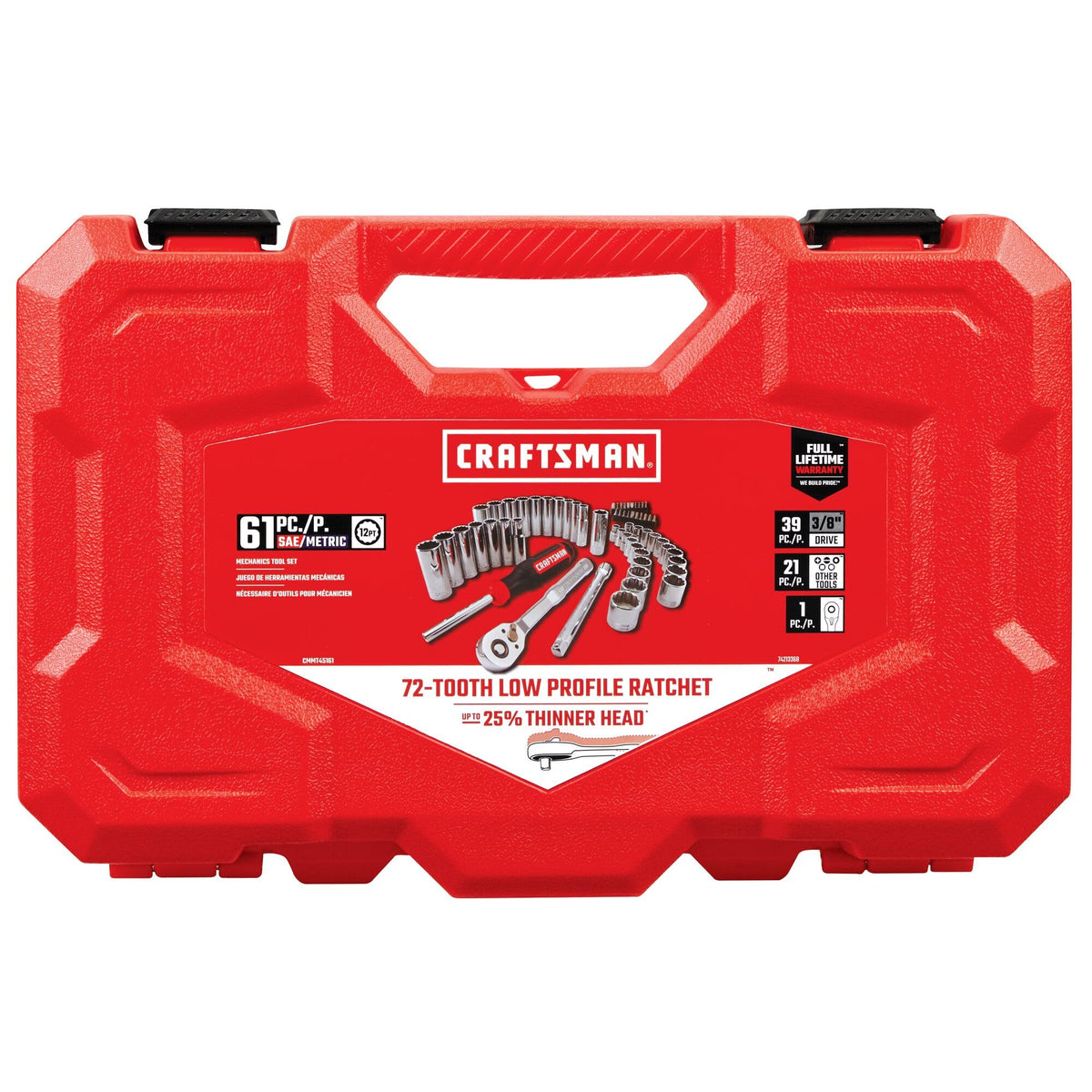 Mechanics Tool Set, 3/8 Inch Drive, 61 Piece X2883