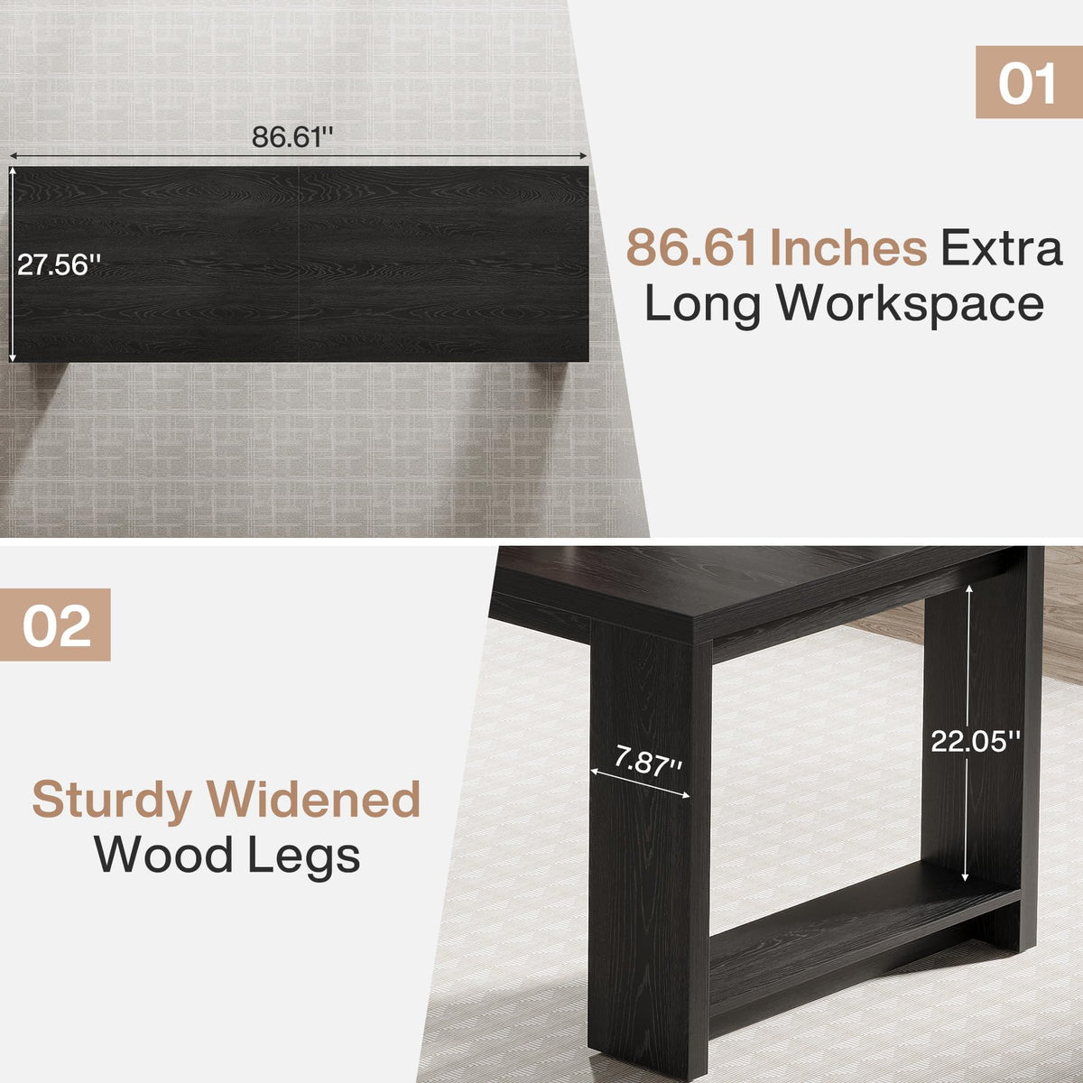 86.6-Inch Two Person Desk U51334