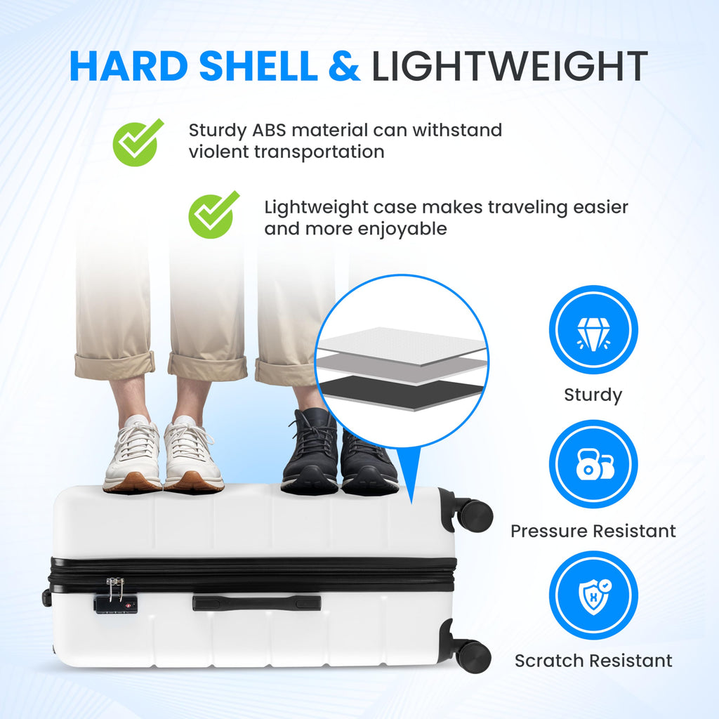 20 Inch White Hardside Carry On Luggage W7249