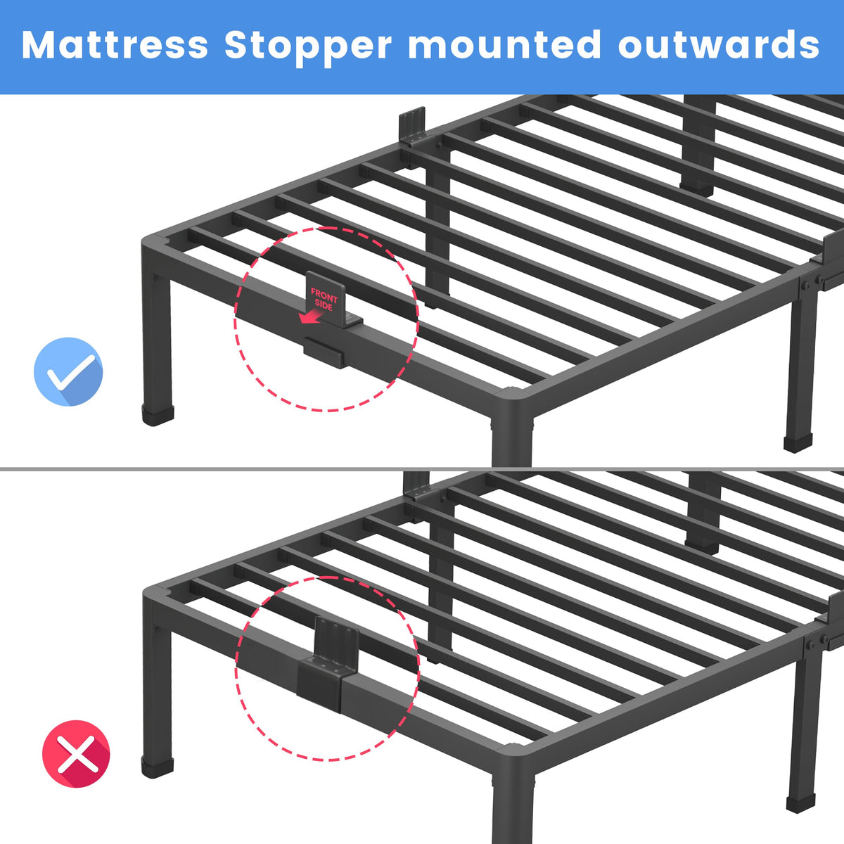 18 Inch Twin XL Bed Frames with Round Corner Leg X296