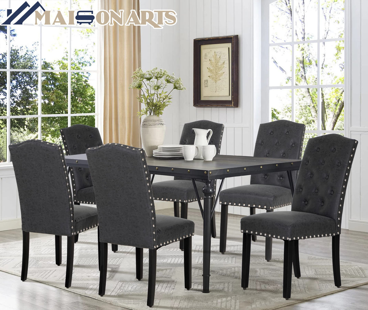 Black Faux Leather Dining Chairs Set of 2 R187923