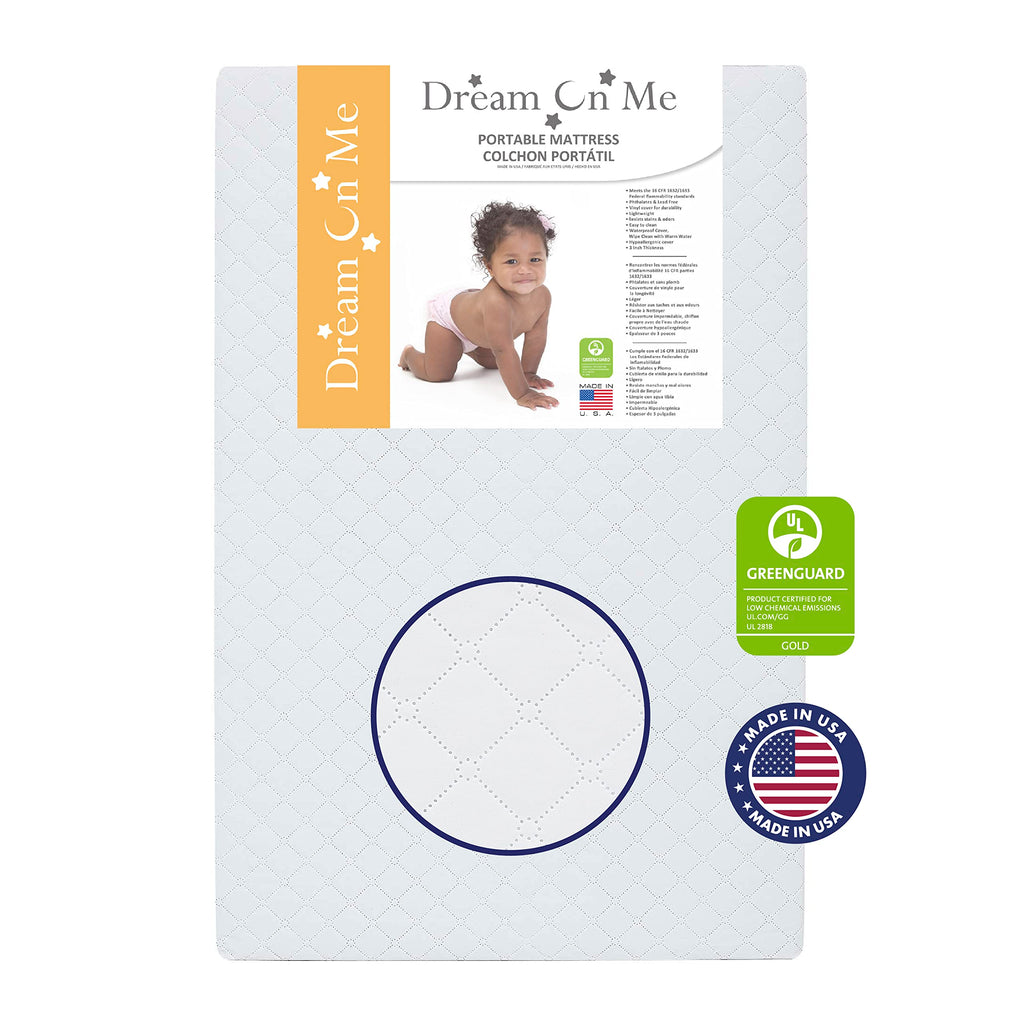 Folding Portable Mini Baby Crib with Mattress, White W67324