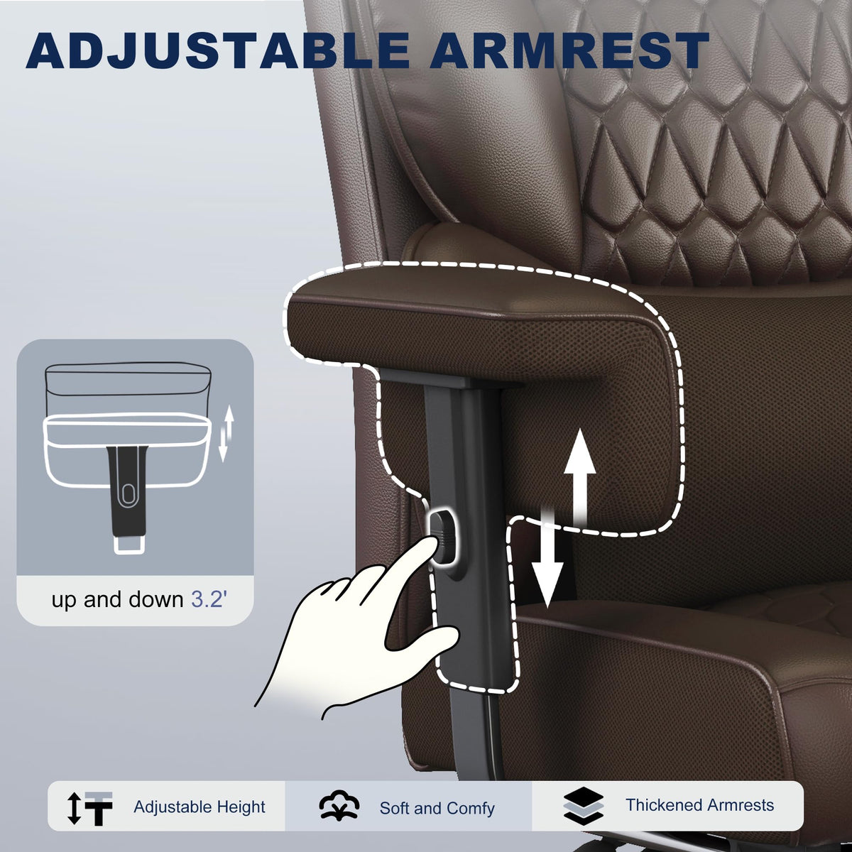 Big and Tall Faux Leather Office Chair with Footrest L48924