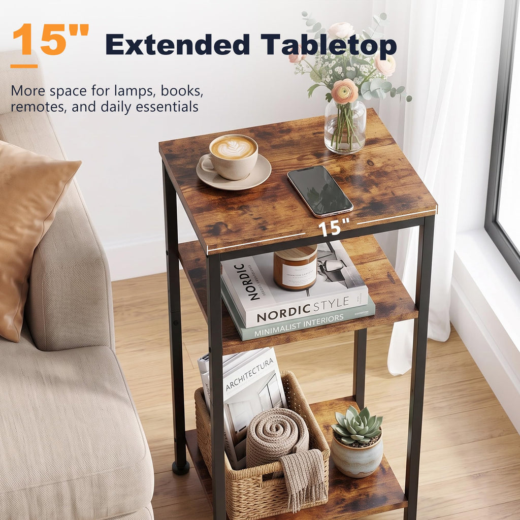 3-Tier Side Table with Adjustable Shelf A135441
