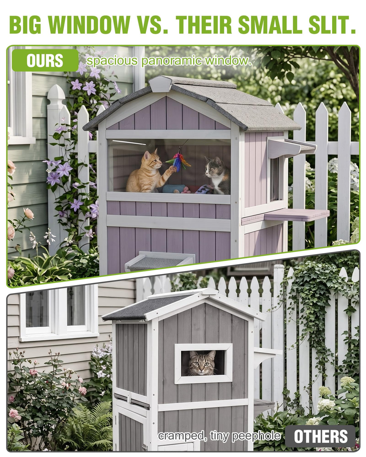 Weatherproof 2-Story Outdoor Cat House S772