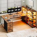 64.5" Reversible L Shaped Office Desk with Storage Drawers F619270