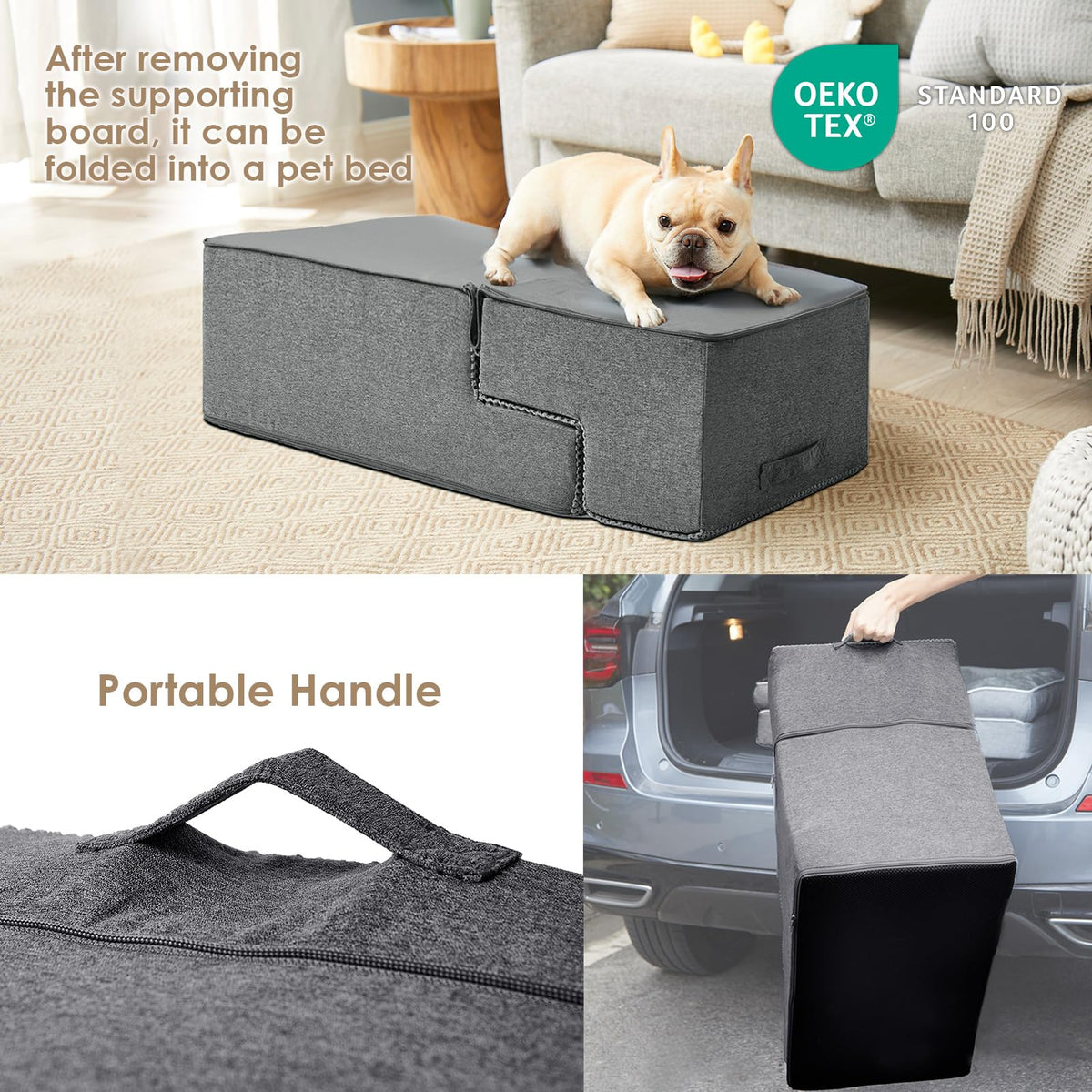 4-Step Grey Dog Stairs H50175