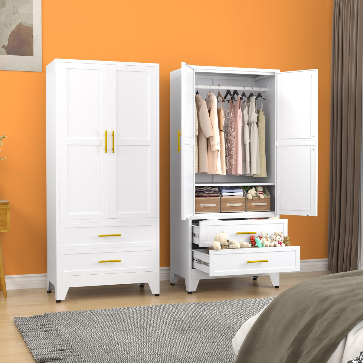 Metal Armoire Wardrobe Closet Q457
