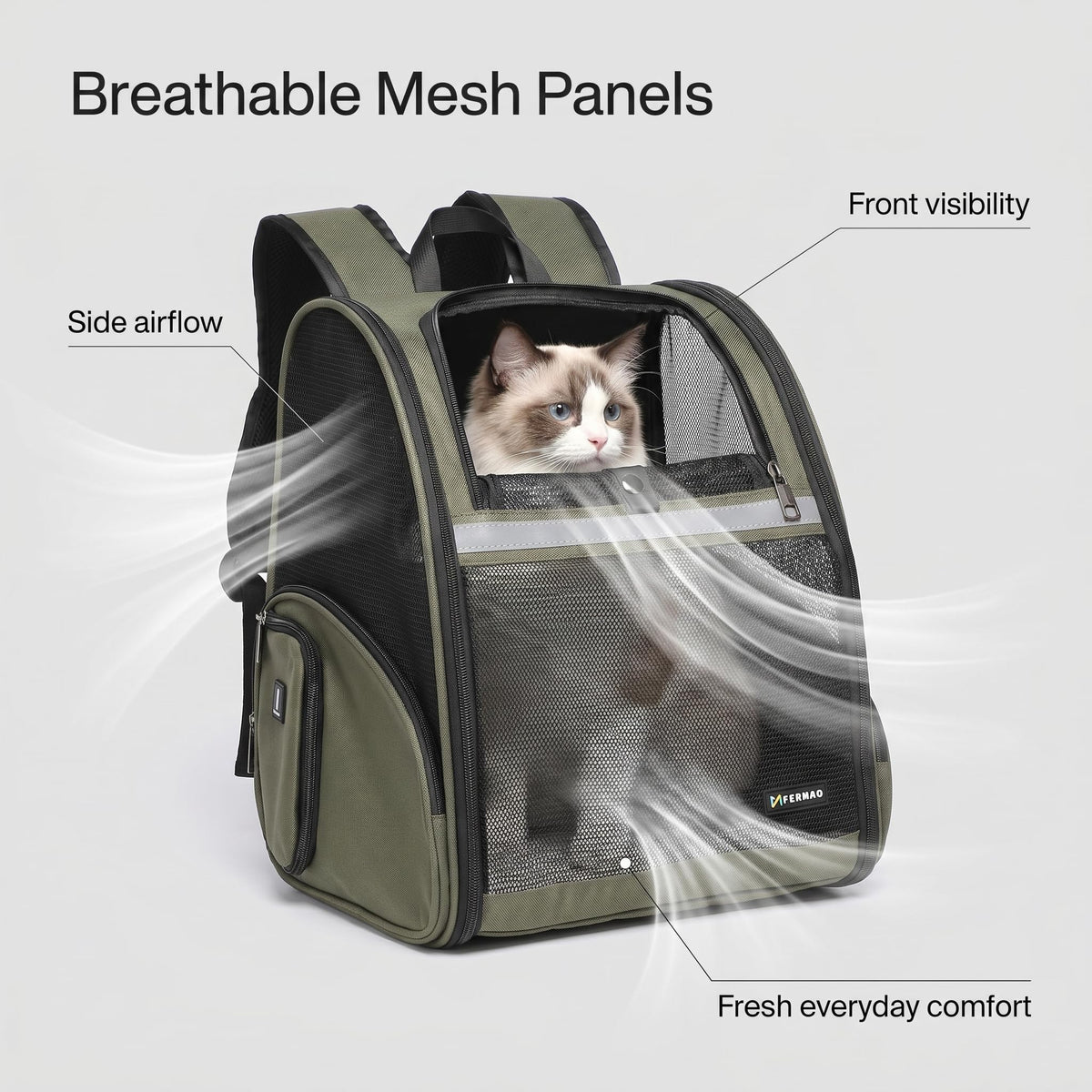 Cat Backpack Carrier Collapsible with Ventilated Mesh H982