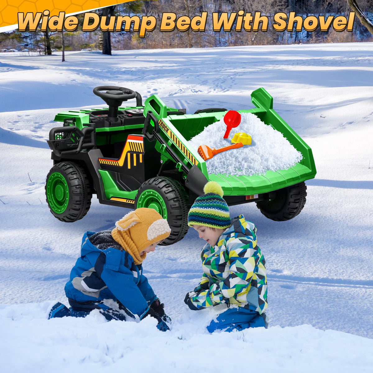 Green 24V Ride On Dump Truck with Electric Dump Bed W465160