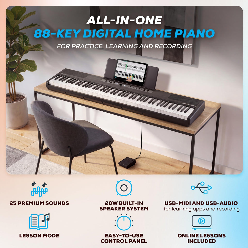 88-Key Weighted Digital Piano with Hammer Action Y96277