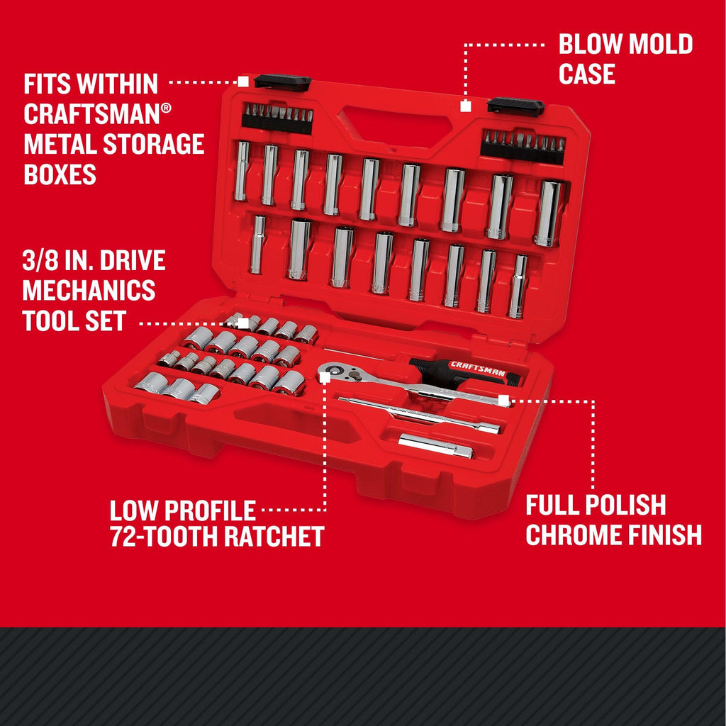 Mechanics Tool Set, 3/8 Inch Drive, 61 Piece X2883