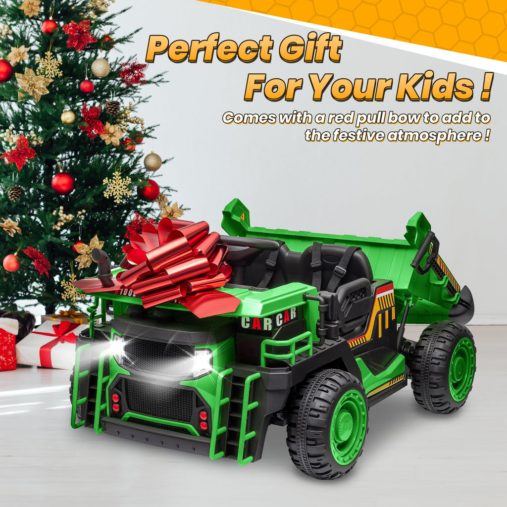 Green 24V Ride On Dump Truck with Electric Dump Bed W465160