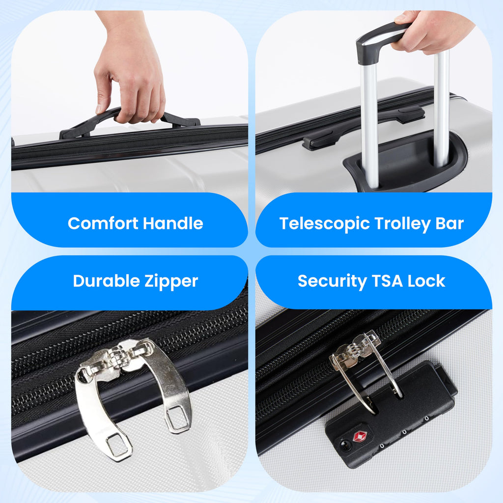 20 Inch White Hardside Carry On Luggage W7249