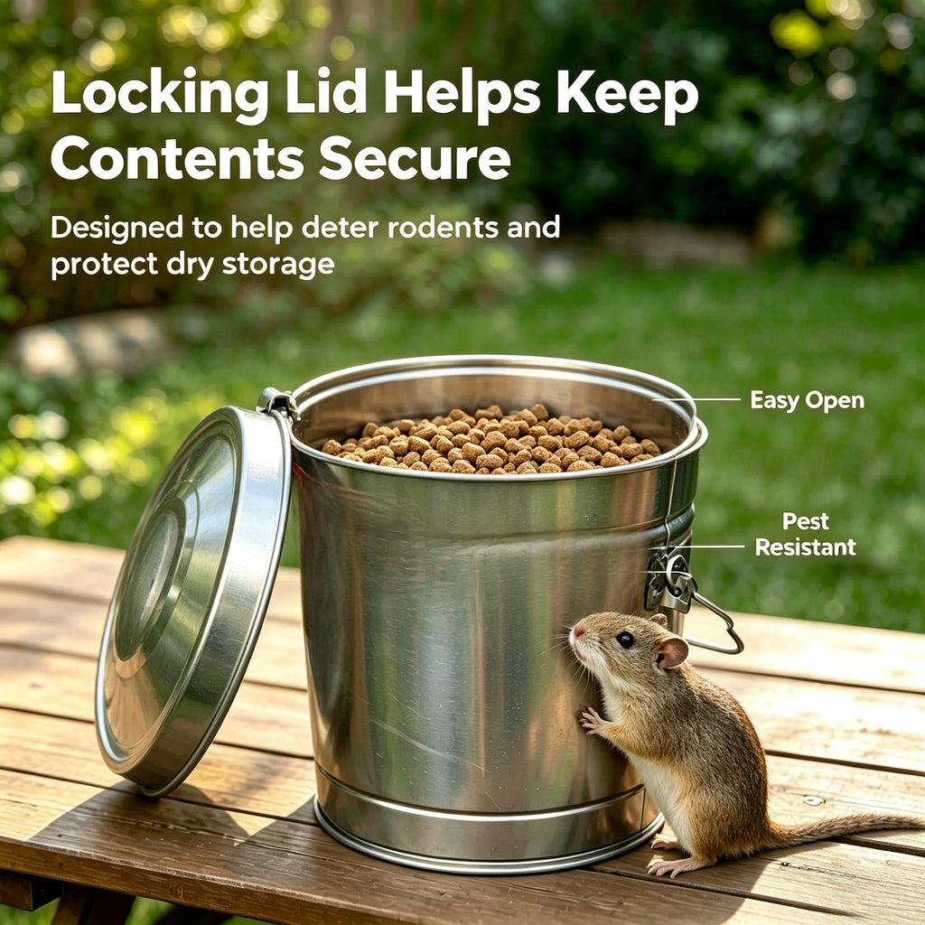 6 Gal Galvanized Steel Storage Can Locking Lid Y9529