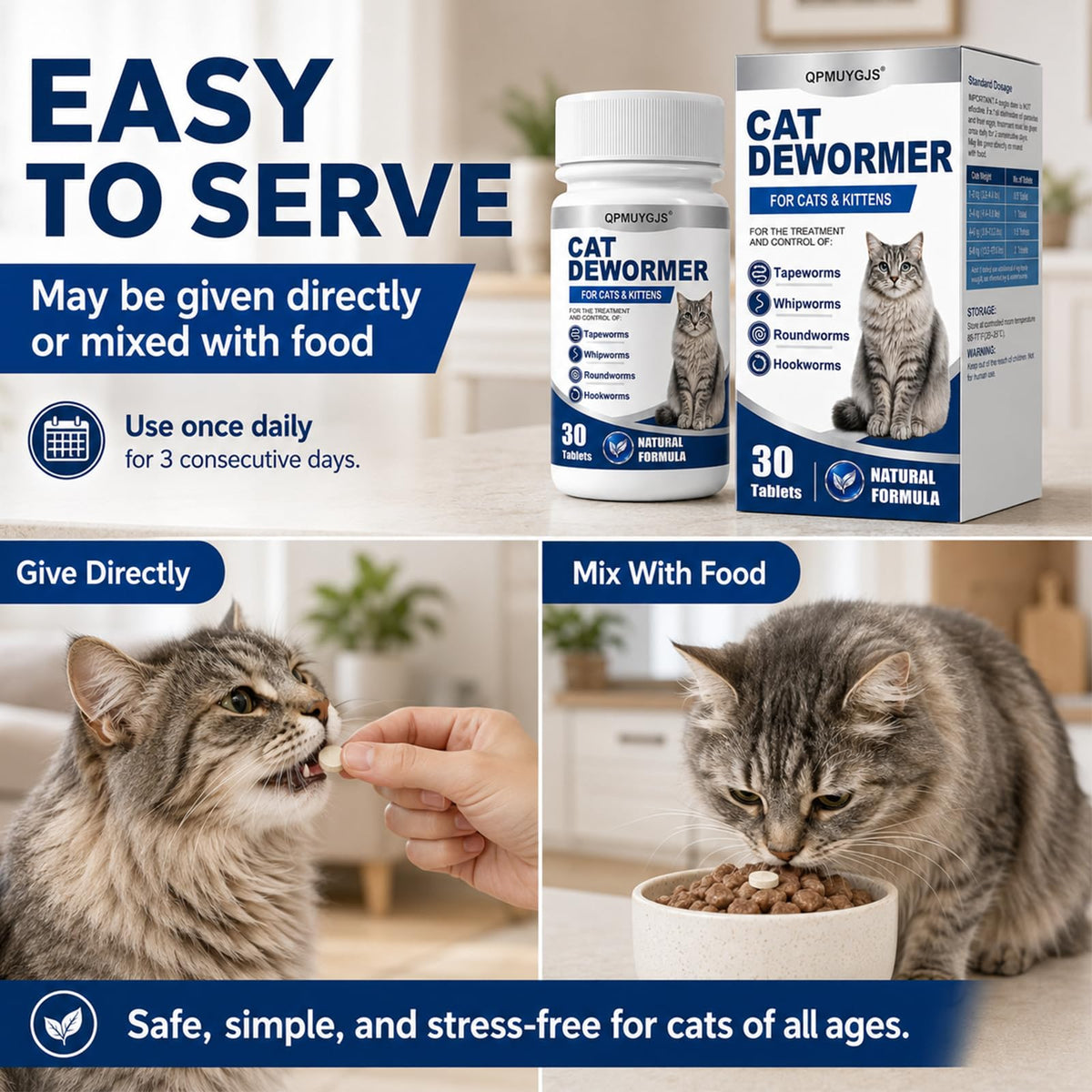 Dewormer for Cats & Kittens 30 Tablets Y416218