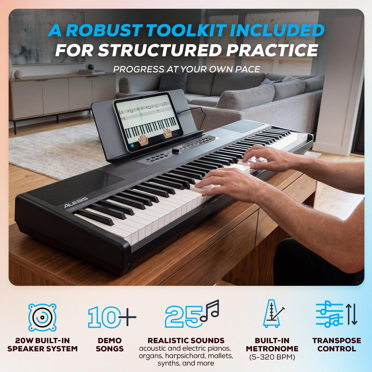 88-Key Weighted Digital Piano with Hammer Action Y96277