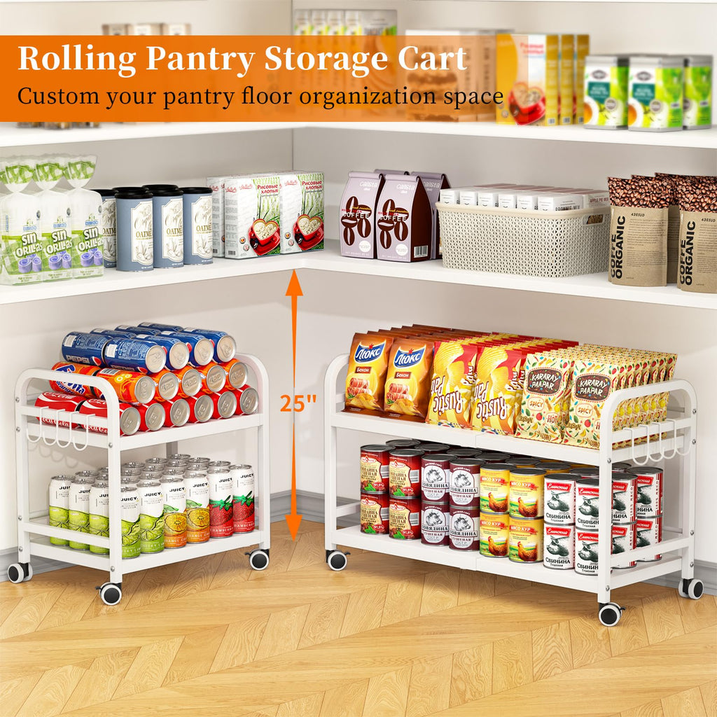 2-Tier Expandable Rolling Cart with Wheels H641