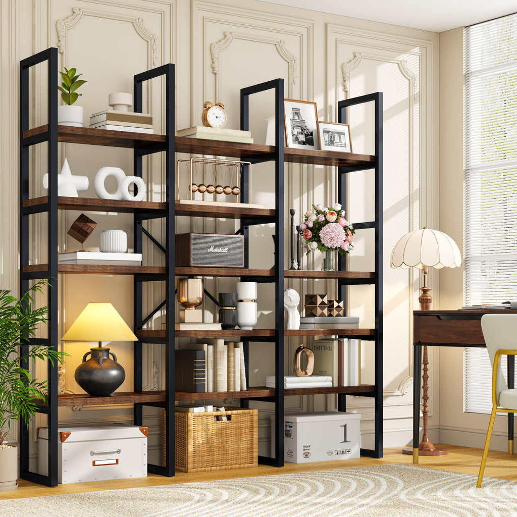 71 Inches Tall 5 Tiers Brown Bookshelf P65772