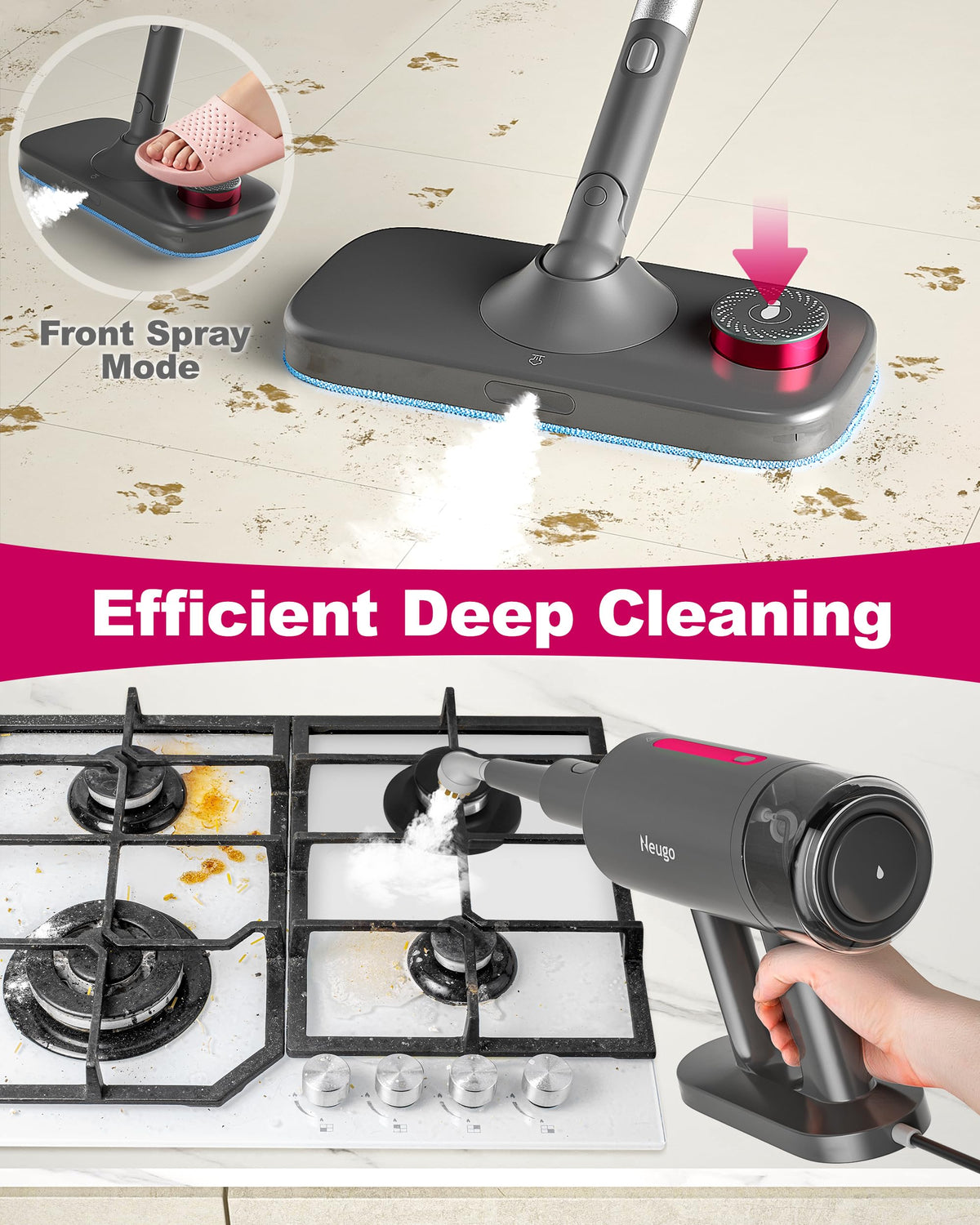 7in1 Handheld Steam Mop 1500W 23ft Cord R639